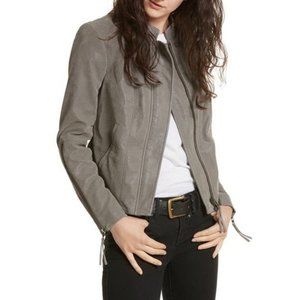 Free People Boho Gray Faux Leather Jacket Size 12
